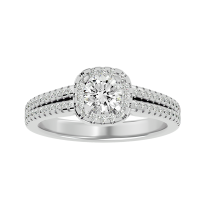 Lumière Beautiful Halo- 0.99 Ct Round Diamond Gold RIng