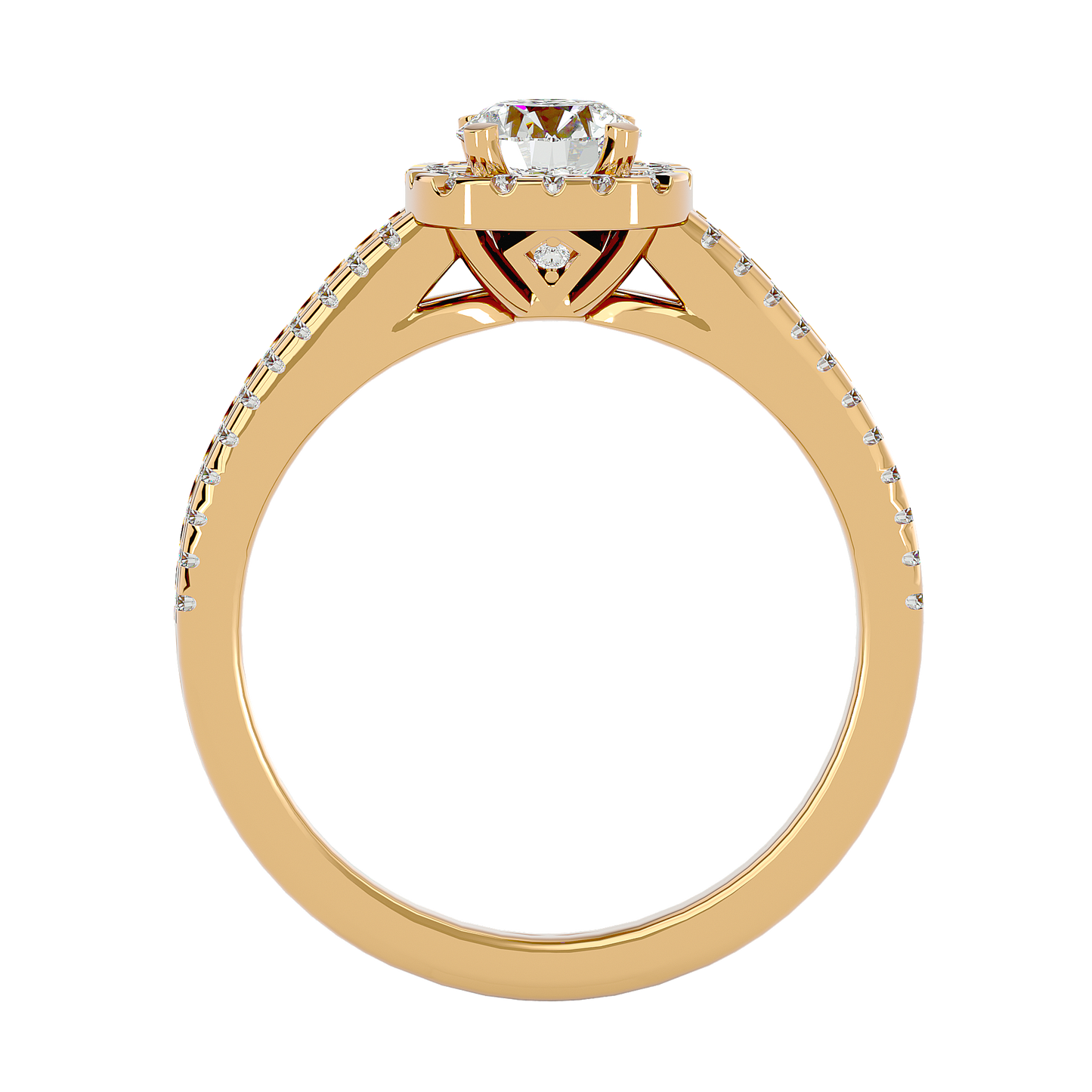 Lumière Beautiful Halo- 0.99 Ct Round Diamond Gold RIng