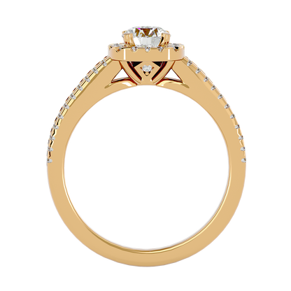 Lumière Beautiful Halo- 0.99 Ct Round Diamond Gold RIng