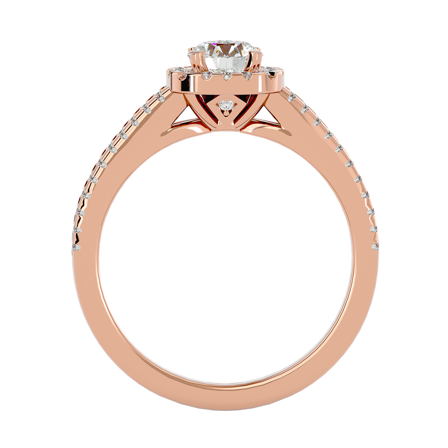 Lumière Beautiful Halo- 0.99 Ct Round Diamond Gold RIng