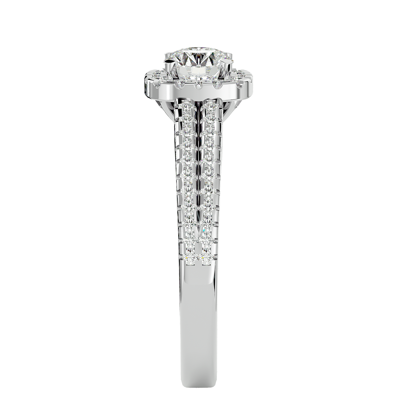 Lumière Beautiful Halo- 0.99 Ct Round Diamond Gold RIng