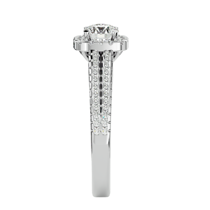 Lumière Beautiful Halo- 0.99 Ct Round Diamond Gold RIng