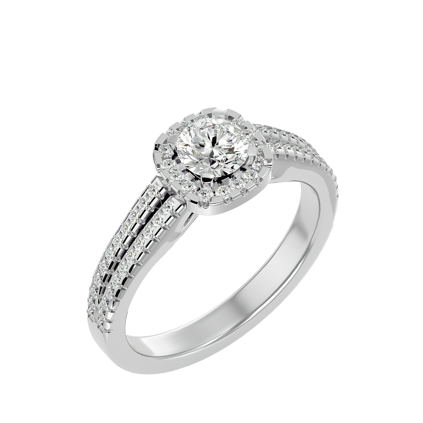 Lumière Beautiful Halo- 0.99 Ct Round Diamond Gold RIng