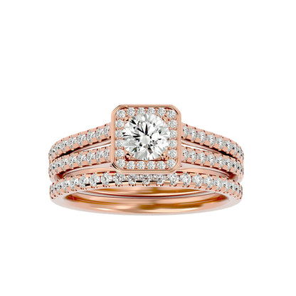 Iconique Beautiful Solitaire Bands- 1.21 Ct Round Diamond Gold Ring