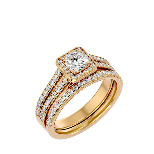 Iconique Beautiful Solitaire Bands- 1.21 Ct Round Diamond Gold Ring