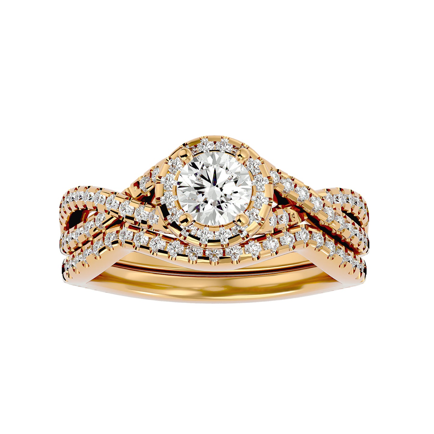 Iconique  Solitaire Bands- 1.04 Ct Round Diamond Gold Ring