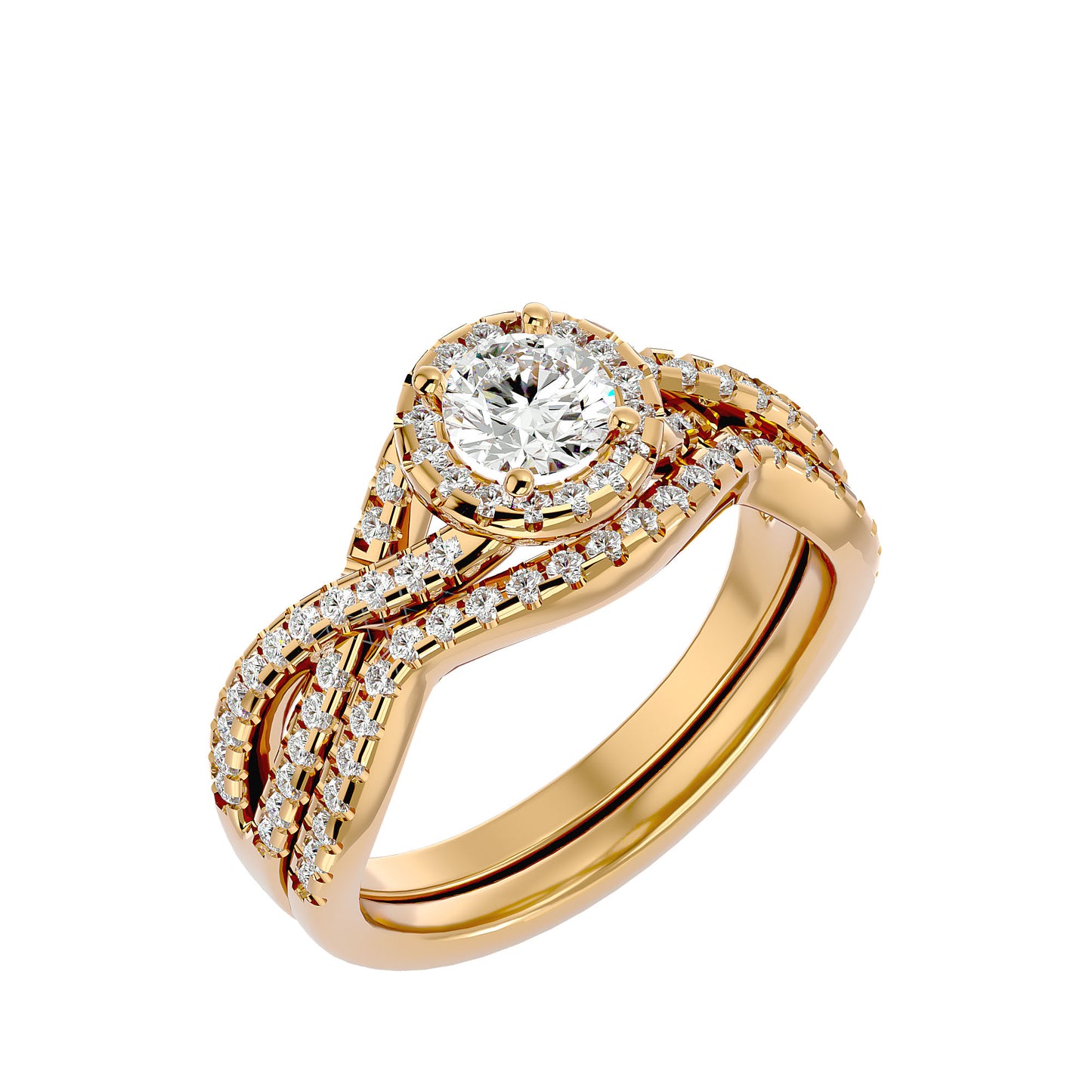 Iconique  Solitaire Bands- 1.04 Ct Round Diamond Gold Ring