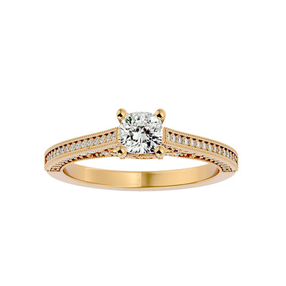 Iconique Beautiful Solitaire Band- 0.83 Ct Round Diamond Gold Ring