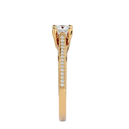 Iconique Beautiful Solitaire Band- 0.83 Ct Round Diamond Gold Ring