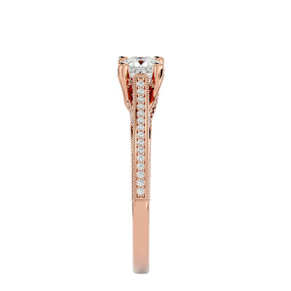 Iconique Beautiful Solitaire Band- 0.83 Ct Round Diamond Gold Ring