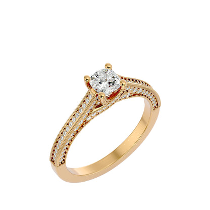 Iconique Beautiful Solitaire Band- 0.83 Ct Round Diamond Gold Ring