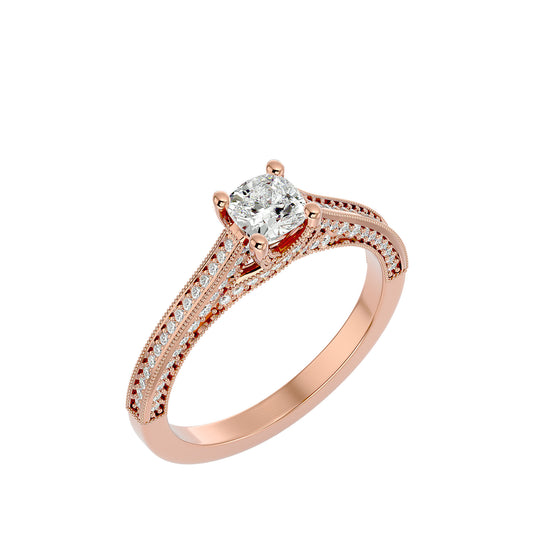 Iconique Beautiful Solitaire Band- 0.83 Ct Round Diamond Gold Ring
