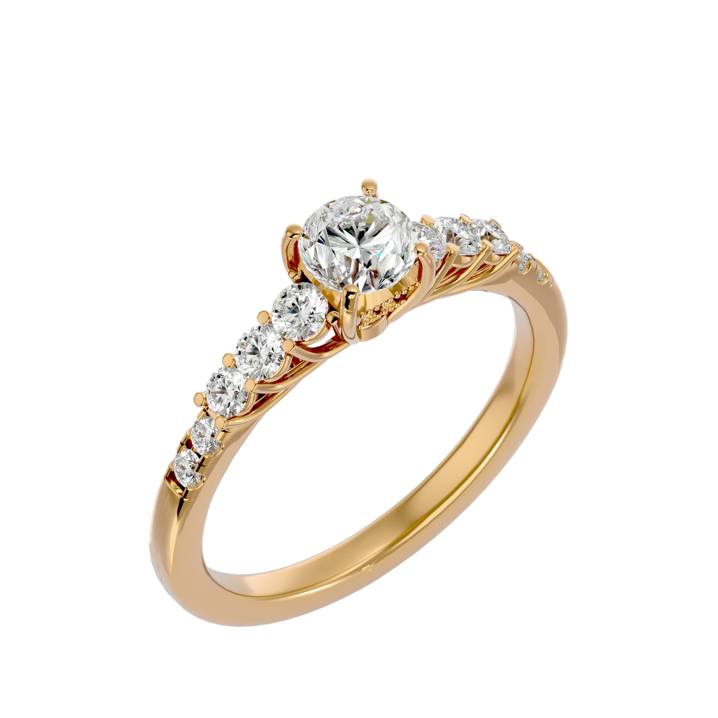 Iconique Beautiful Solitaire Band- 1.39 Ct Round Diamond Gold Ring