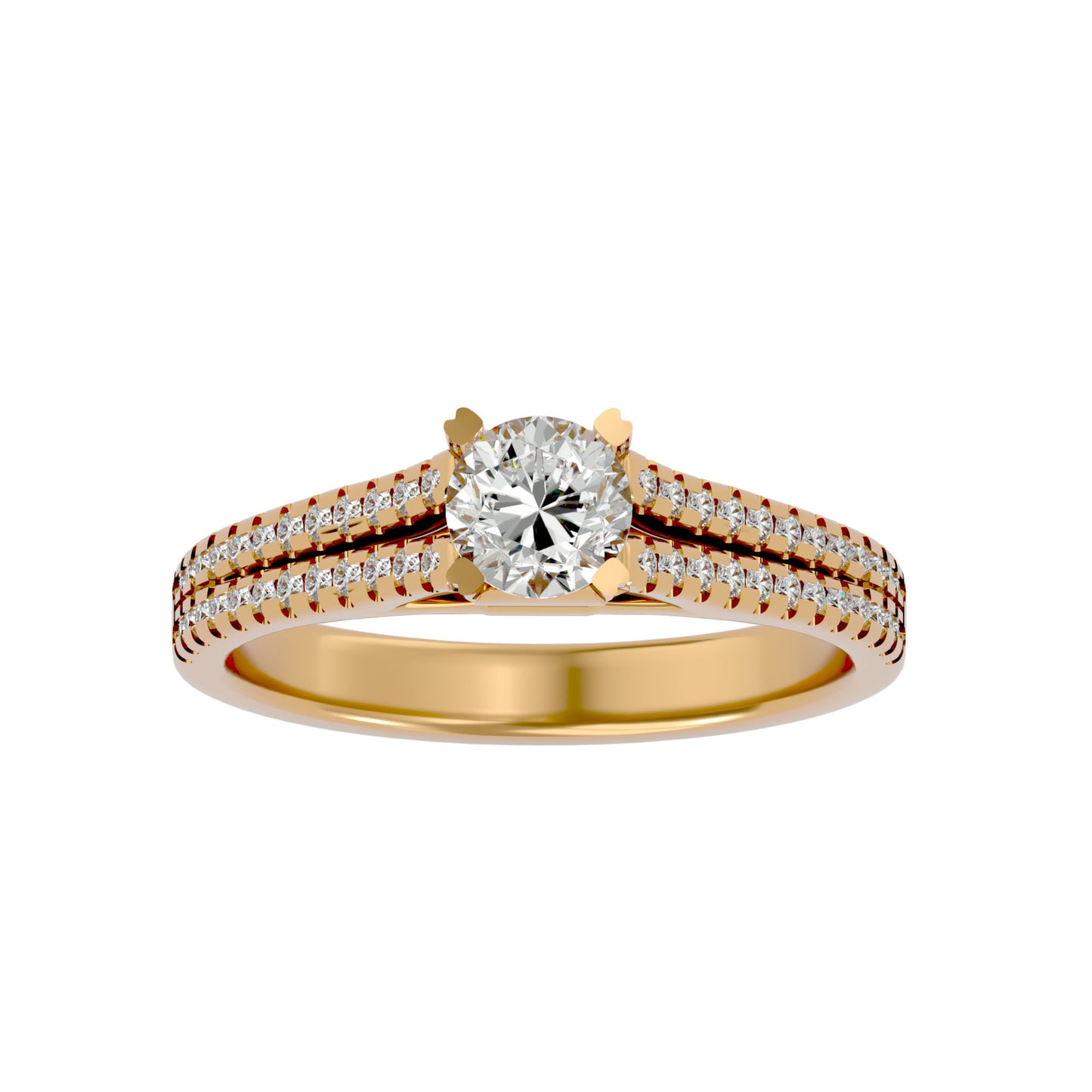 Iconique Beautiful Solitaire Band- 0.94 Ct Round Diamond Gold Ring