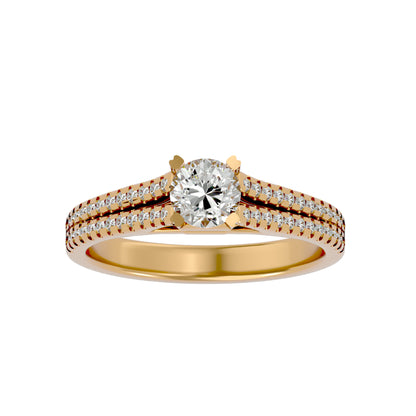 Iconique Beautiful Solitaire Band- 0.94 Ct Round Diamond Gold Ring