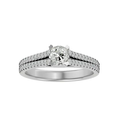 Iconique Beautiful Solitaire Band- 0.94 Ct Round Diamond Gold Ring