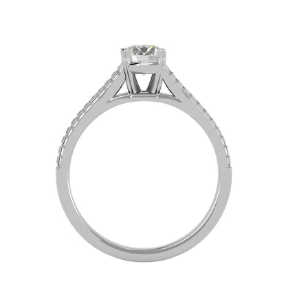 Iconique Beautiful Solitaire Band- 0.94 Ct Round Diamond Gold Ring