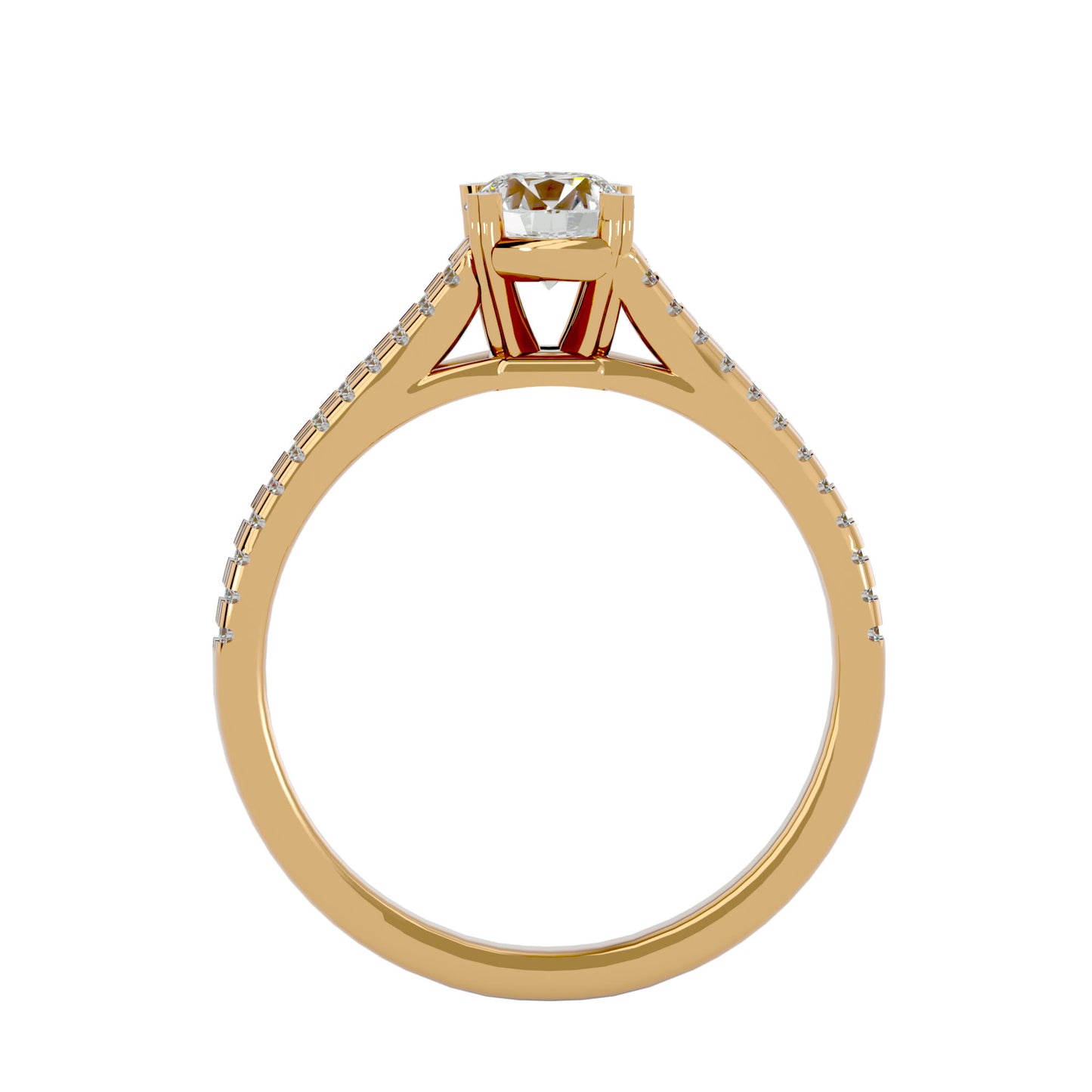Iconique Beautiful Solitaire Band- 0.94 Ct Round Diamond Gold Ring