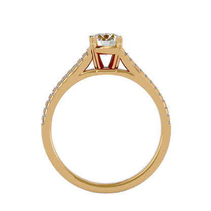 Iconique Beautiful Solitaire Band- 0.94 Ct Round Diamond Gold Ring