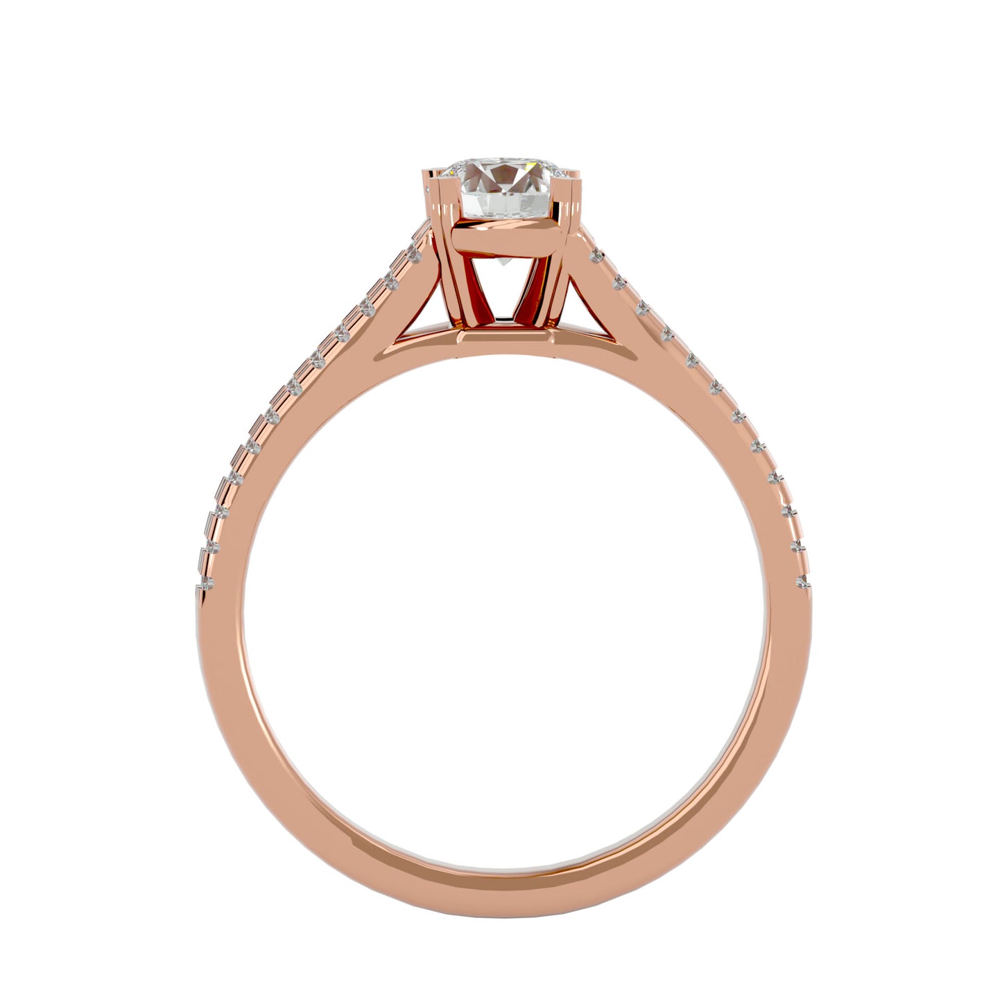 Iconique Beautiful Solitaire Band- 0.94 Ct Round Diamond Gold Ring