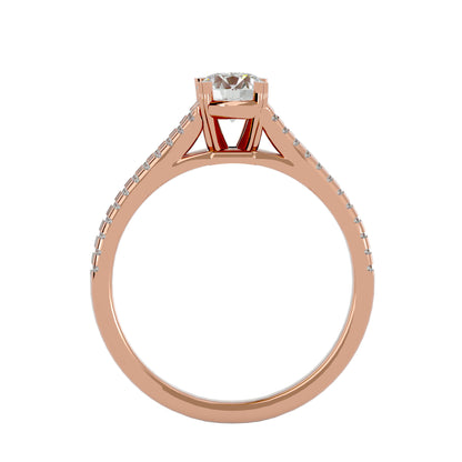 Iconique Beautiful Solitaire Band- 0.94 Ct Round Diamond Gold Ring