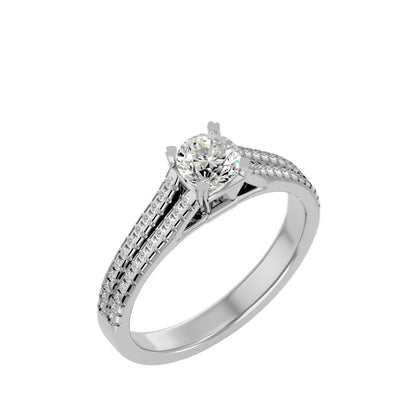 Iconique Beautiful Solitaire Band- 0.94 Ct Round Diamond Gold Ring