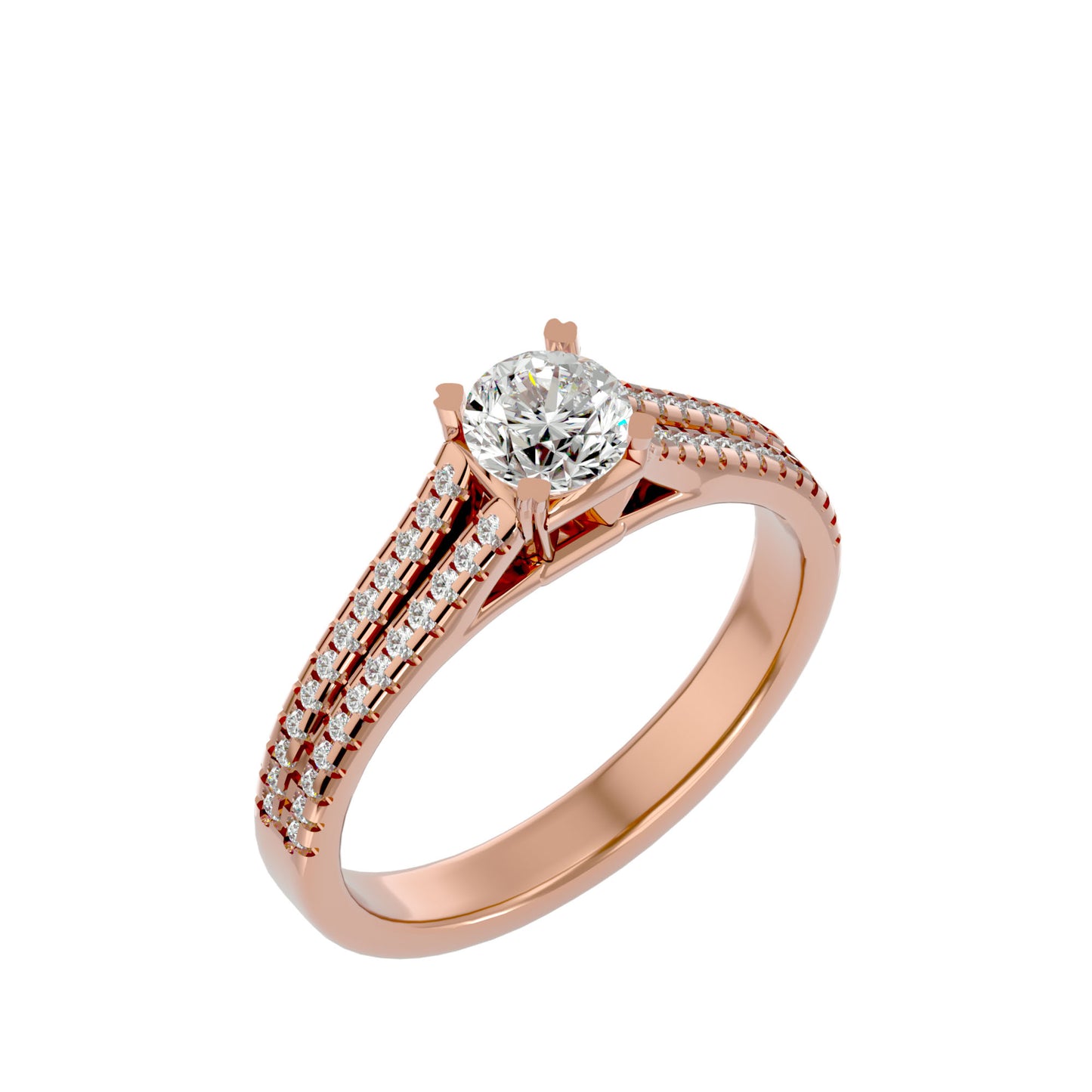 Iconique Beautiful Solitaire Band- 0.94 Ct Round Diamond Gold Ring