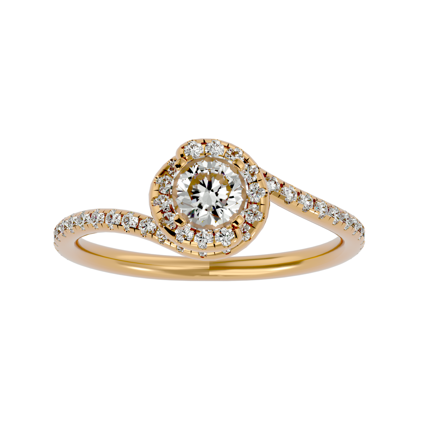 Iconique Beautiful Solitaire Band- 0.97 Ct Round Diamond Gold Ring