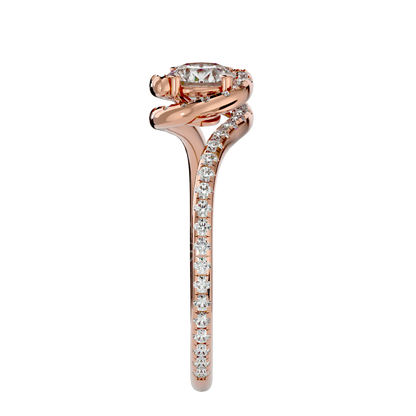 Iconique Beautiful Solitaire Band- 0.97 Ct Round Diamond Gold Ring