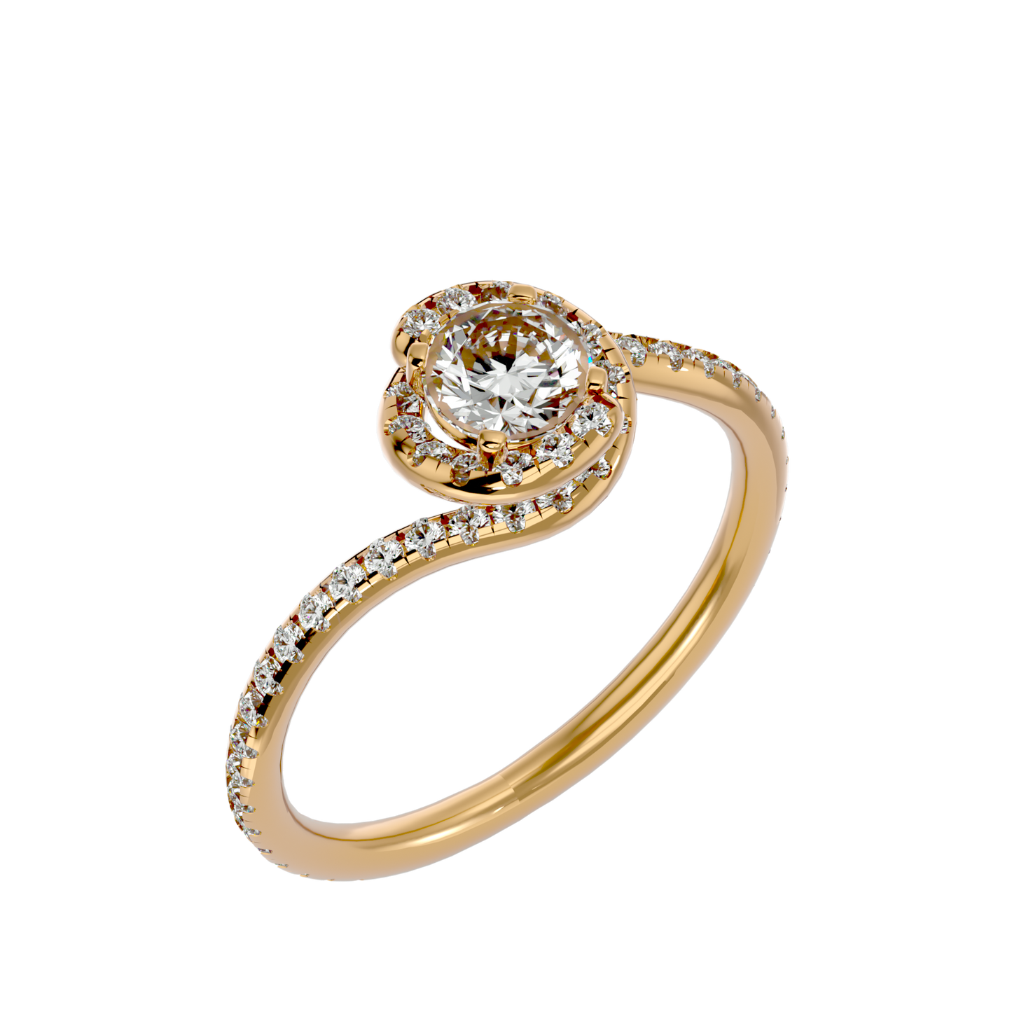 Iconique Beautiful Solitaire Band- 0.97 Ct Round Diamond Gold Ring
