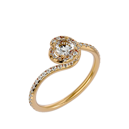 Iconique Beautiful Solitaire Band- 0.97 Ct Round Diamond Gold Ring
