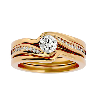 Iconique Iconic Solitaire Bands- 0.66 Ct Round Diamond Gold Ring