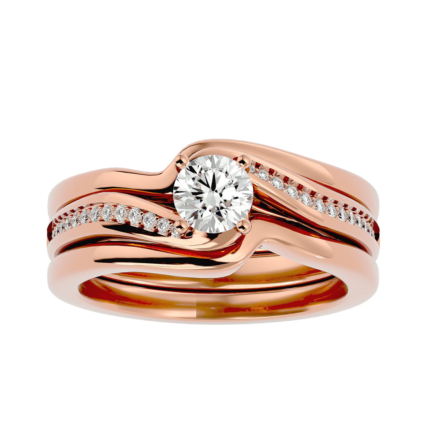 Iconique Iconic Solitaire Bands- 0.66 Ct Round Diamond Gold Ring