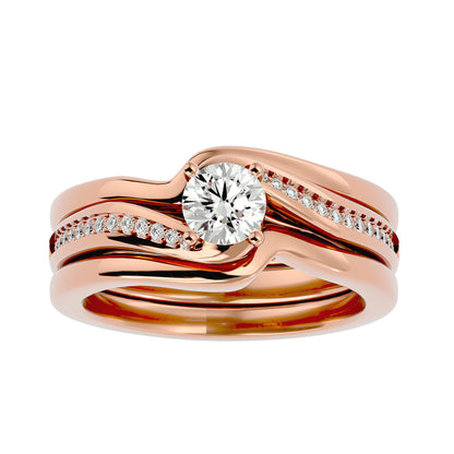 Iconique Iconic Solitaire Bands- 0.66 Ct Round Diamond Gold Ring