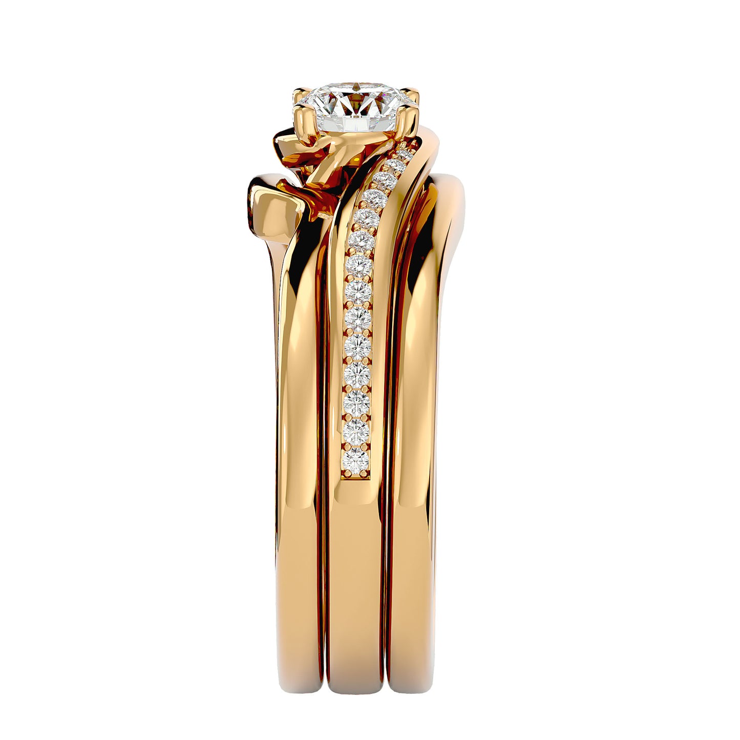 Iconique Iconic Solitaire Bands- 0.66 Ct Round Diamond Gold Ring