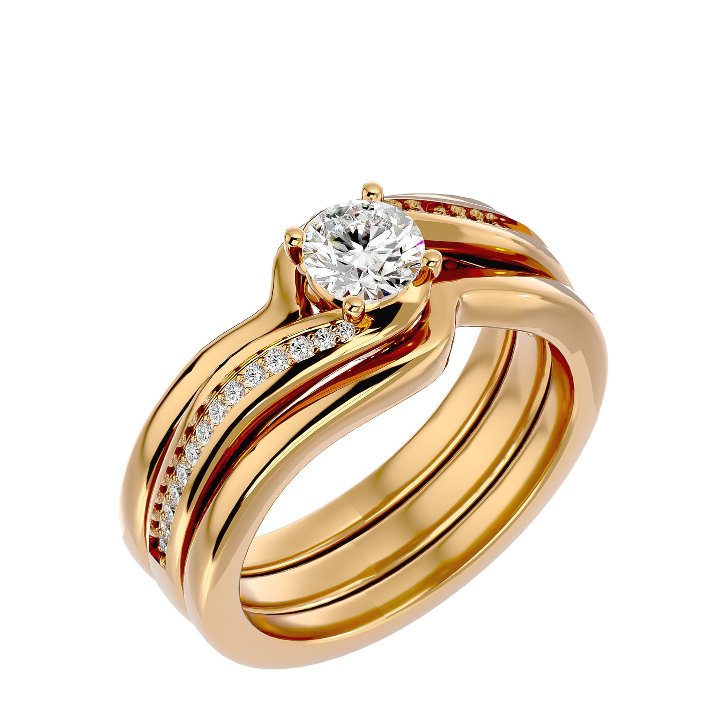 Iconique Iconic Solitaire Bands- 0.66 Ct Round Diamond Gold Ring