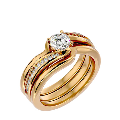 Iconique Iconic Solitaire Bands- 0.66 Ct Round Diamond Gold Ring