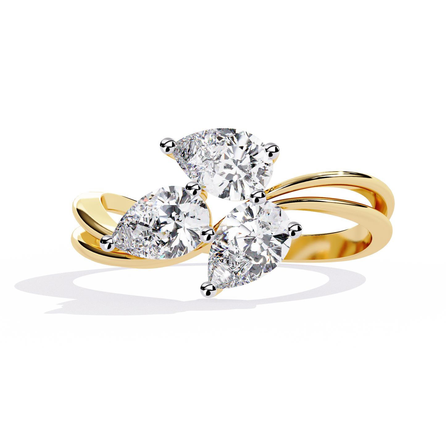 The "Trillium Cluster" Pear Diamond Swirl Ring In Gold - 1.06 Ct