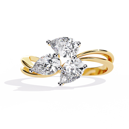 The "Trillium Cluster" Pear Diamond Swirl Ring In Gold - 1.06 Ct