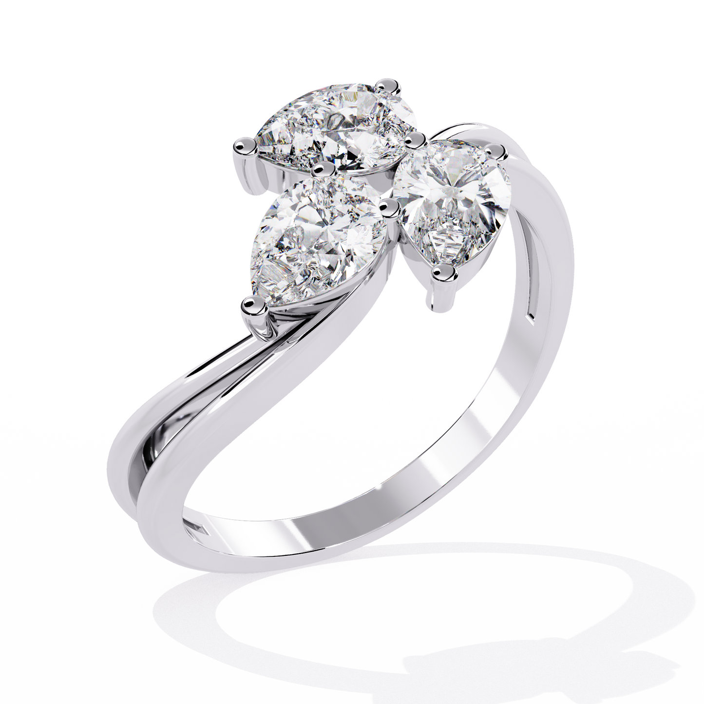 The "Trillium Cluster" Pear Diamond Swirl Ring In Gold - 1.06 Ct