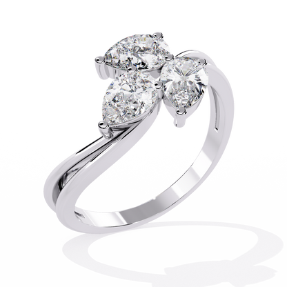 The "Trillium Cluster" Pear Diamond Swirl Ring In Gold - 1.06 Ct