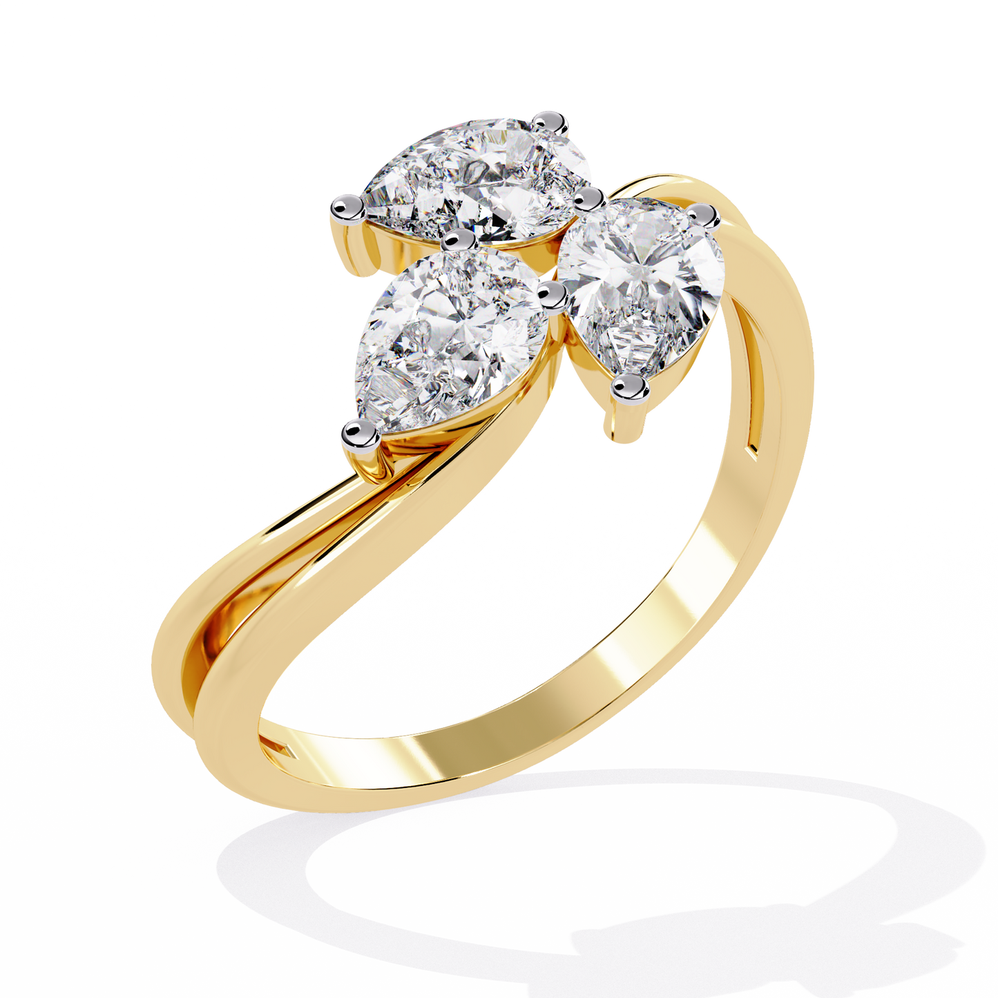 The "Trillium Cluster" Pear Diamond Swirl Ring In Gold - 1.06 Ct