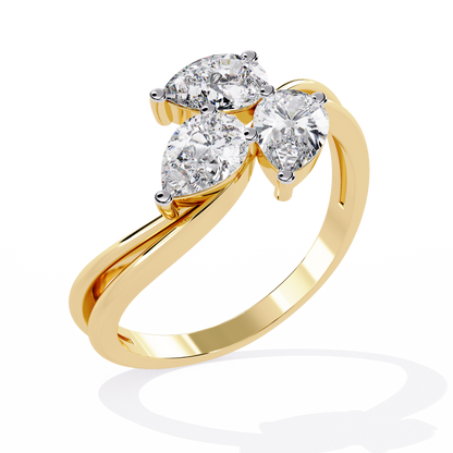 The "Trillium Cluster" Pear Diamond Swirl Ring In Gold - 1.06 Ct