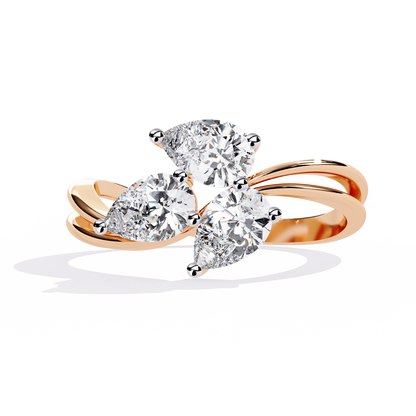 The "Trillium Cluster" Pear Diamond Swirl Ring In Gold - 1.06 Ct