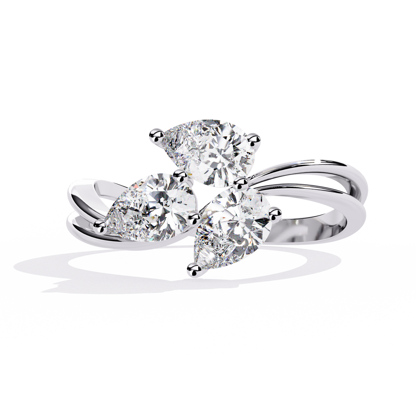 The "Trillium Cluster" Pear Diamond Swirl Ring In Gold - 1.06 Ct