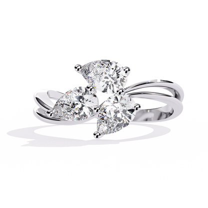 The "Trillium Cluster" Pear Diamond Swirl Ring In Gold - 1.06 Ct