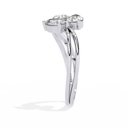 The "Trillium Cluster" Pear Diamond Swirl Ring In Gold - 1.06 Ct