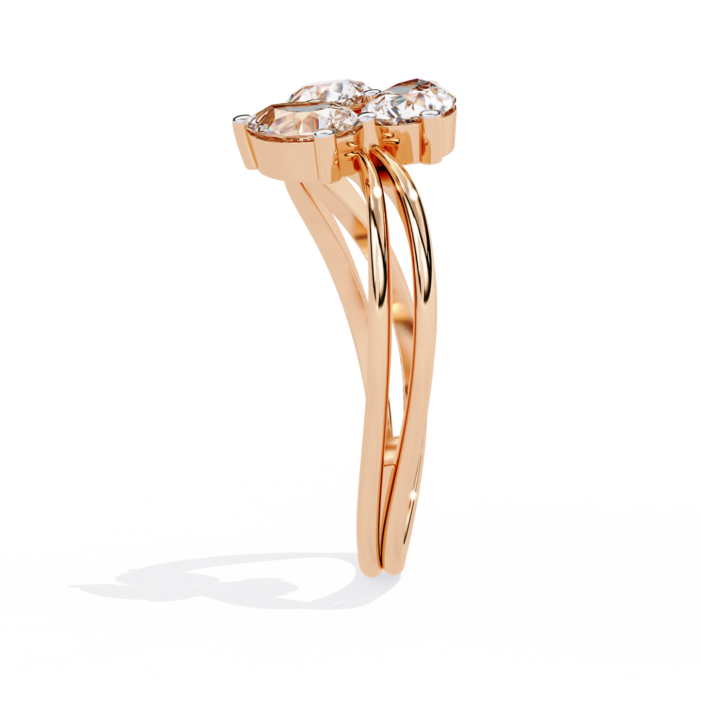 The "Trillium Cluster" Pear Diamond Swirl Ring In Gold - 1.06 Ct