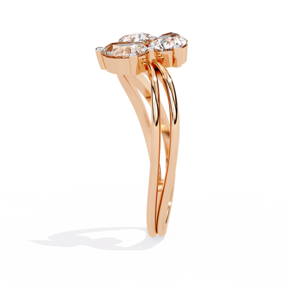 The "Trillium Cluster" Pear Diamond Swirl Ring In Gold - 1.06 Ct