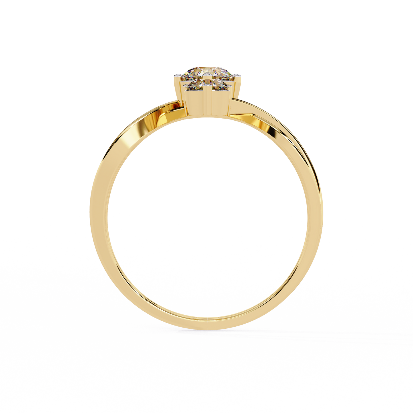 Modern Trio-Diamond Bypass Gold Ring - 0.65 Ct